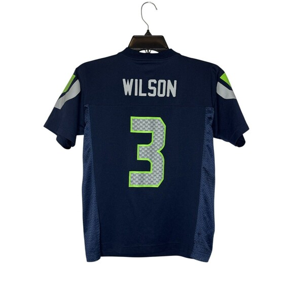 NFL Youth Navy Team Football Jersey Seattle Seahawks Wilson #3 Medium 10/12 - Picture 4 of 8
